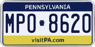 PA license plate MPO8620