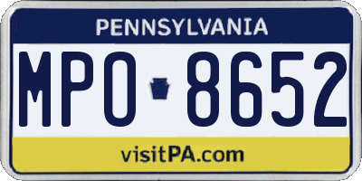 PA license plate MPO8652