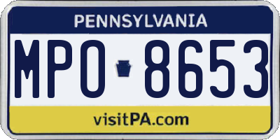 PA license plate MPO8653