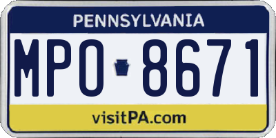 PA license plate MPO8671