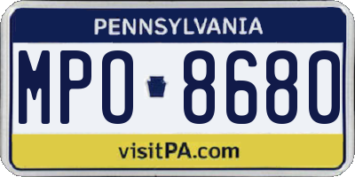 PA license plate MPO8680