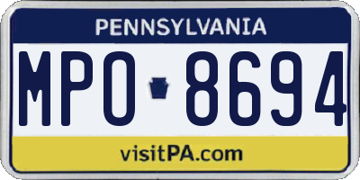 PA license plate MPO8694