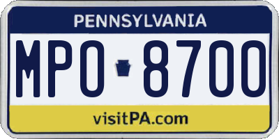 PA license plate MPO8700