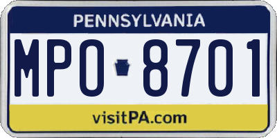 PA license plate MPO8701