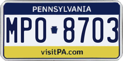 PA license plate MPO8703