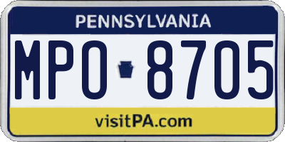 PA license plate MPO8705