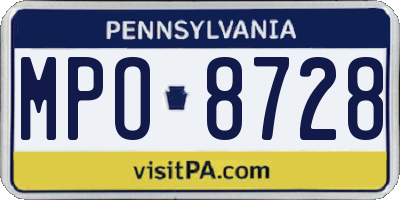 PA license plate MPO8728