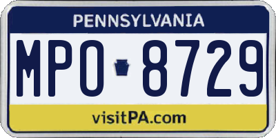 PA license plate MPO8729