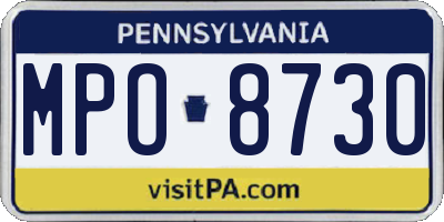PA license plate MPO8730