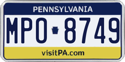 PA license plate MPO8749
