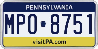 PA license plate MPO8751
