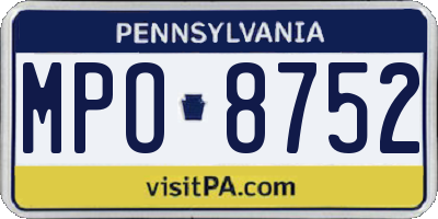PA license plate MPO8752