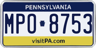PA license plate MPO8753