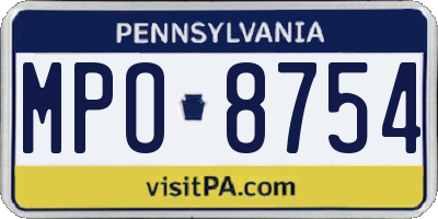 PA license plate MPO8754