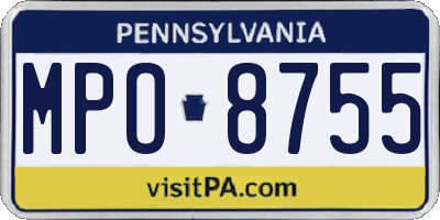 PA license plate MPO8755