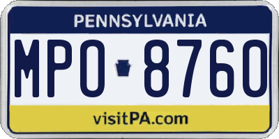 PA license plate MPO8760