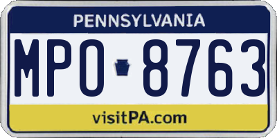 PA license plate MPO8763