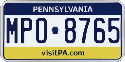 PA license plate MPO8765