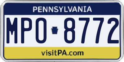 PA license plate MPO8772