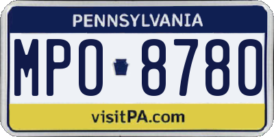 PA license plate MPO8780