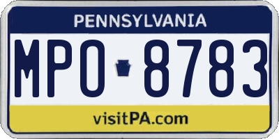 PA license plate MPO8783