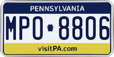 PA license plate MPO8806