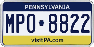 PA license plate MPO8822