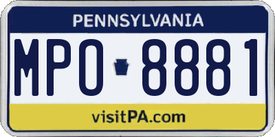 PA license plate MPO8881