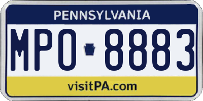 PA license plate MPO8883