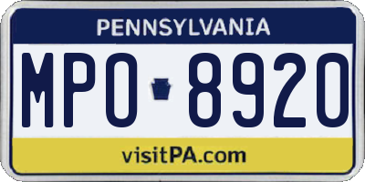 PA license plate MPO8920