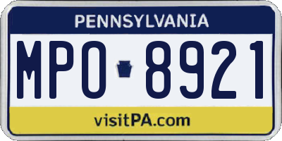 PA license plate MPO8921