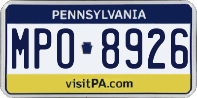PA license plate MPO8926