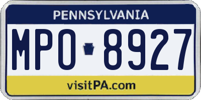 PA license plate MPO8927