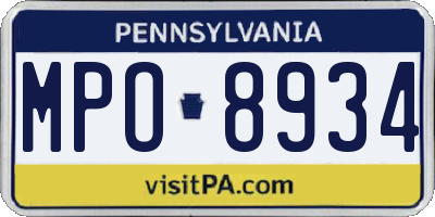 PA license plate MPO8934