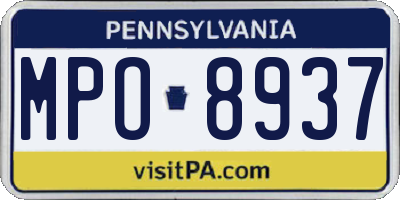 PA license plate MPO8937