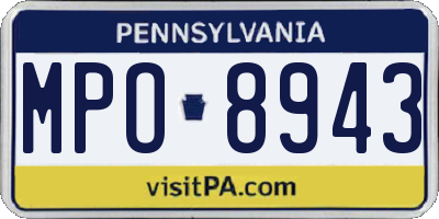 PA license plate MPO8943