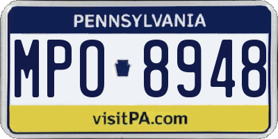 PA license plate MPO8948