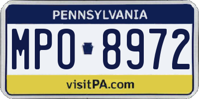 PA license plate MPO8972