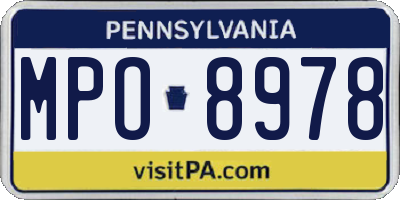 PA license plate MPO8978