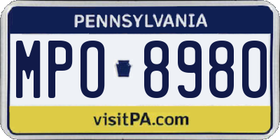 PA license plate MPO8980