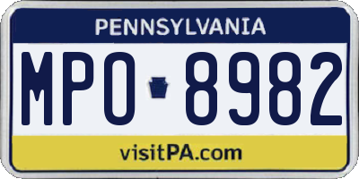 PA license plate MPO8982