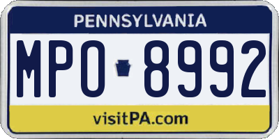 PA license plate MPO8992