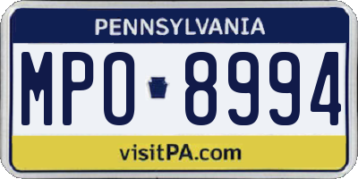 PA license plate MPO8994