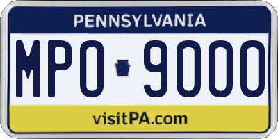 PA license plate MPO9000
