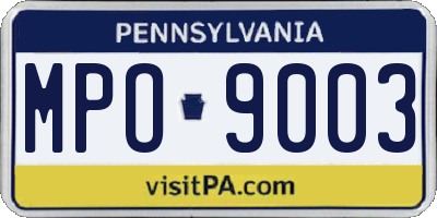 PA license plate MPO9003