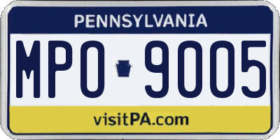 PA license plate MPO9005