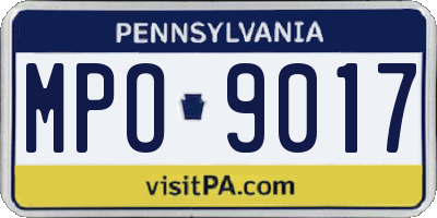 PA license plate MPO9017