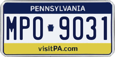 PA license plate MPO9031
