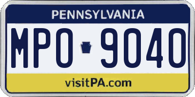 PA license plate MPO9040