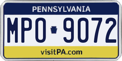 PA license plate MPO9072